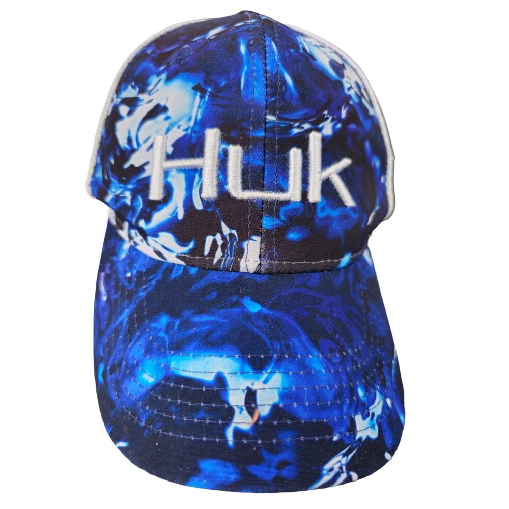 Huk Brand Mesh Back Hat Blue Water Camo Bill